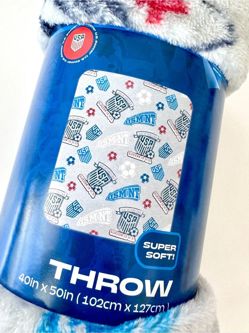 USA Soccer Super Soft Throw Blanket - Blue/White/Red 40 x 50 in